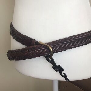 Braided Leather Belt - Brown genuine leather